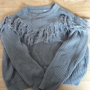 Grey Fringe Sweater